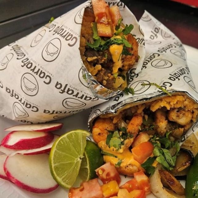 Chipotle Shrimp and Asada Burrito.